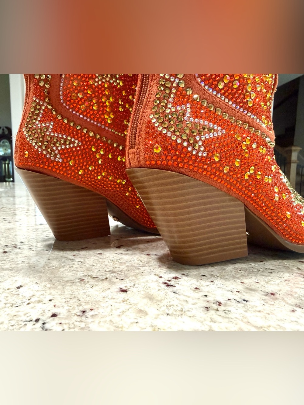 AZALEA WANG WOMEN'S ORANGE "SCOTT" WESTERN BOOTIES Cowboy Boots "NWT" - Picture 16 of 17